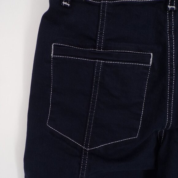 Maeve Anthropologie Wide Leg Pants Dark Blue Contrast Stitching High Waist Sz 25 - Picture 8 of 11